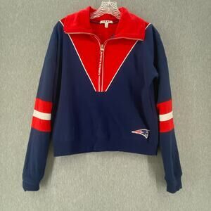 Women's New England Patriots NFL • Navy and Red Quarter-Zip Sweatshirt